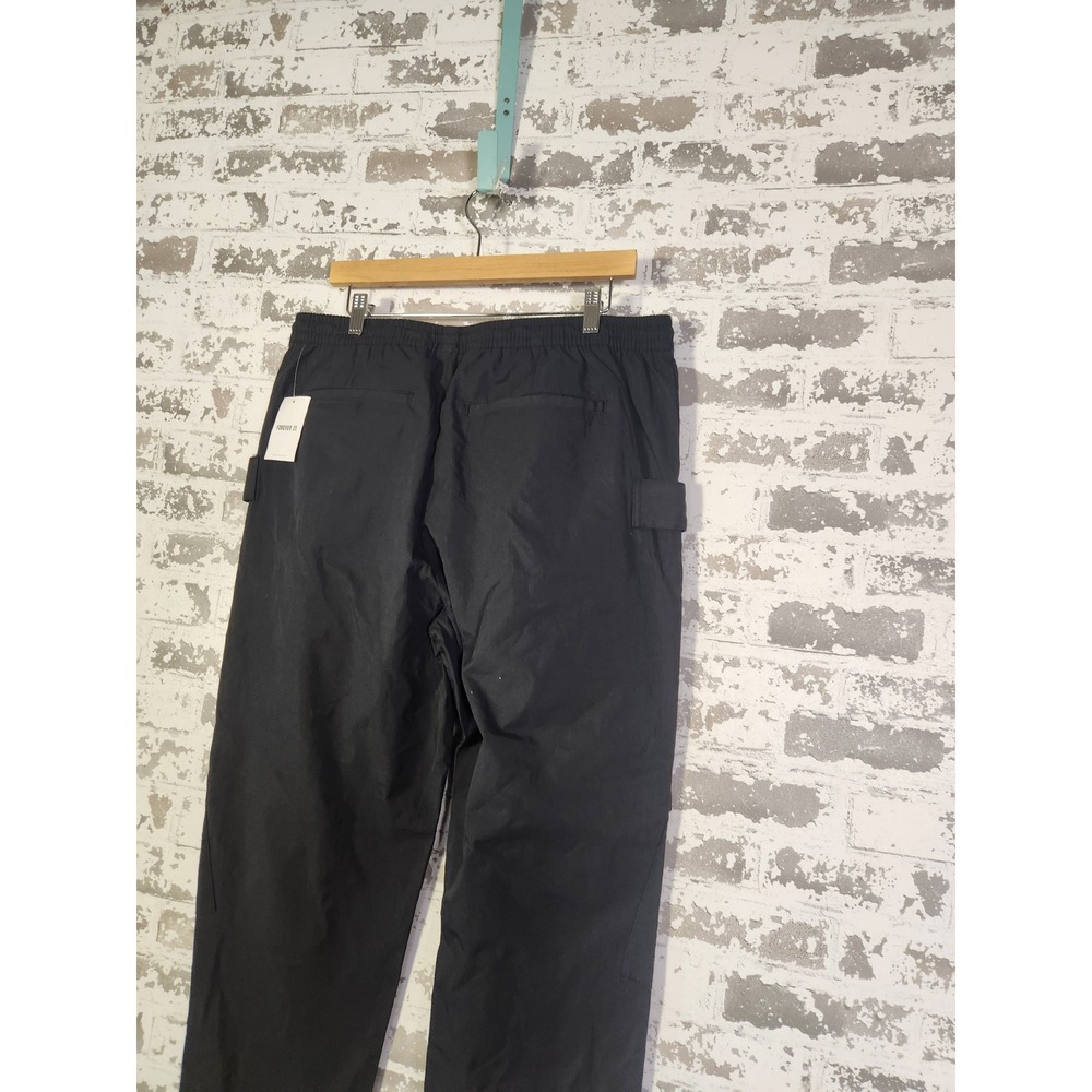 Forever 21 Men Jogger Pants XL Black Cargo Snap Button Ankle Athleisure Comfort - Picture 9 of 16